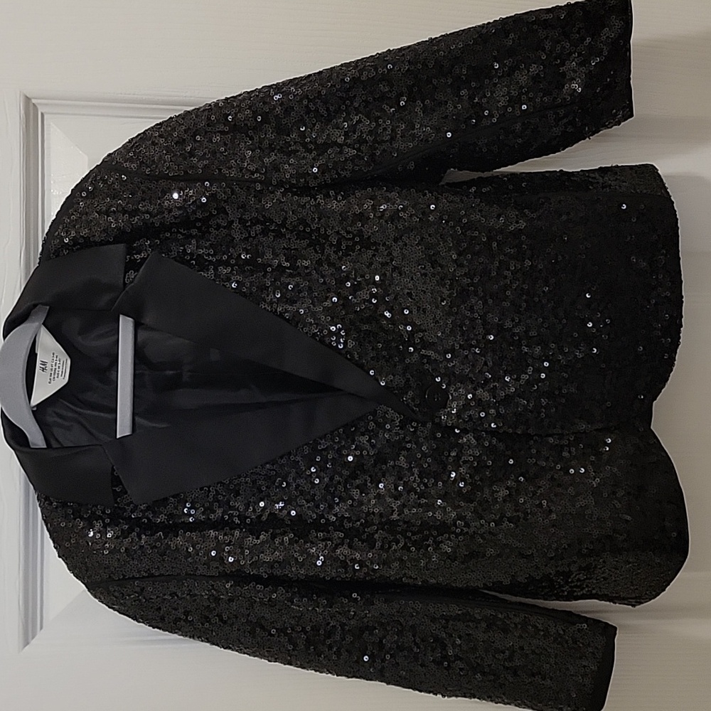 H&M Shimmering Black Sequin Blazer